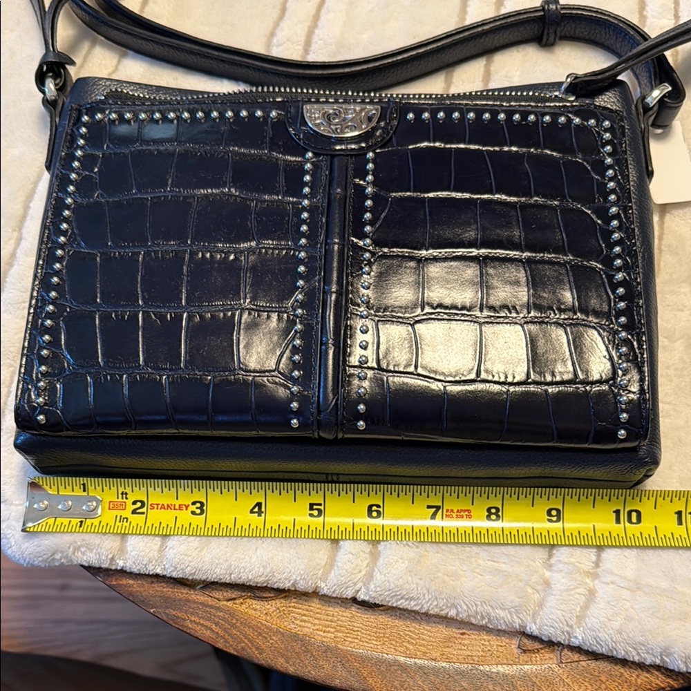 Brighton Black Crossbody Bag with Croc-Embossed Texture - Picture 10 of 13